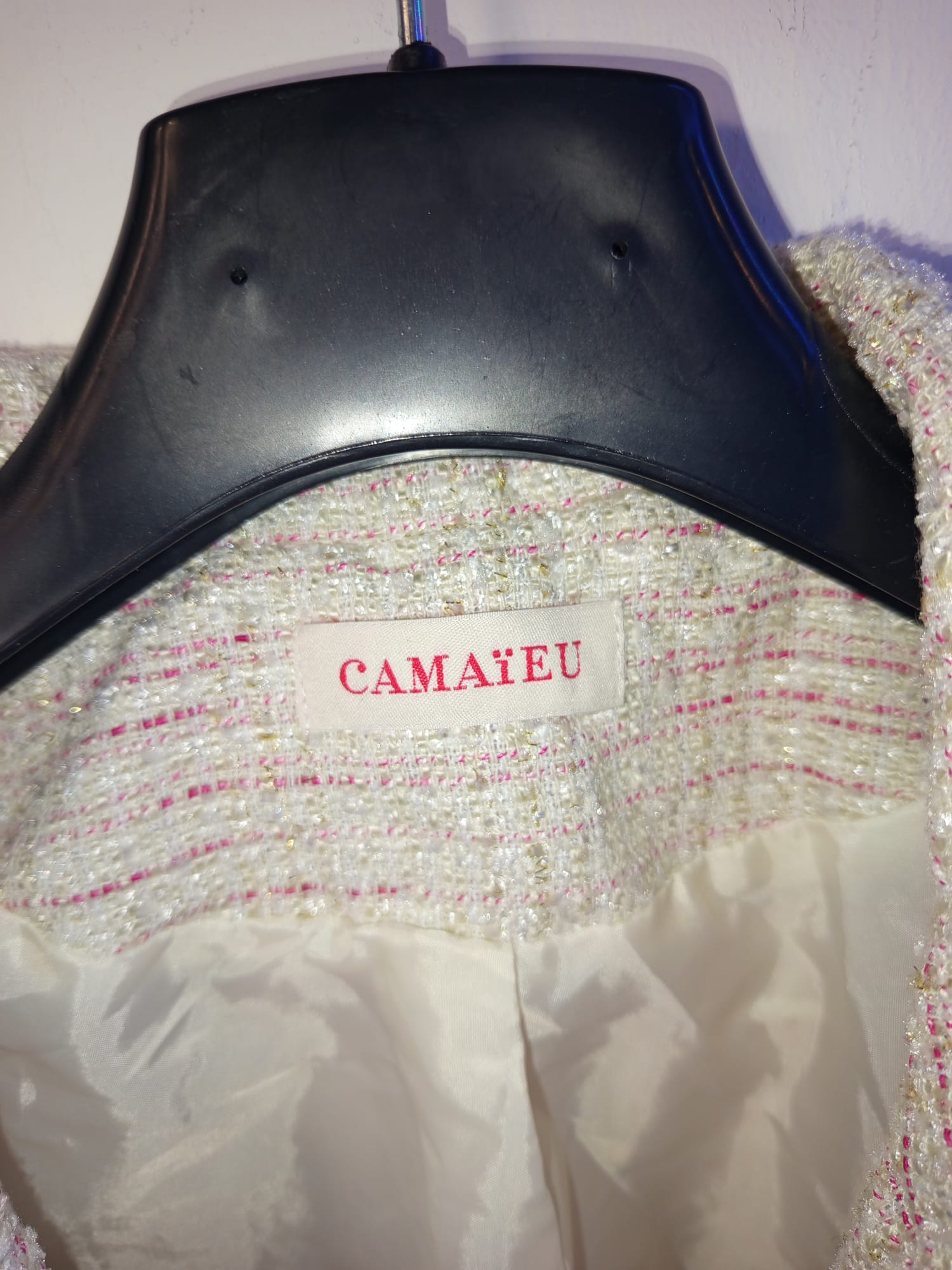 Giacca bianca e rosa Camaieu - immagine 2