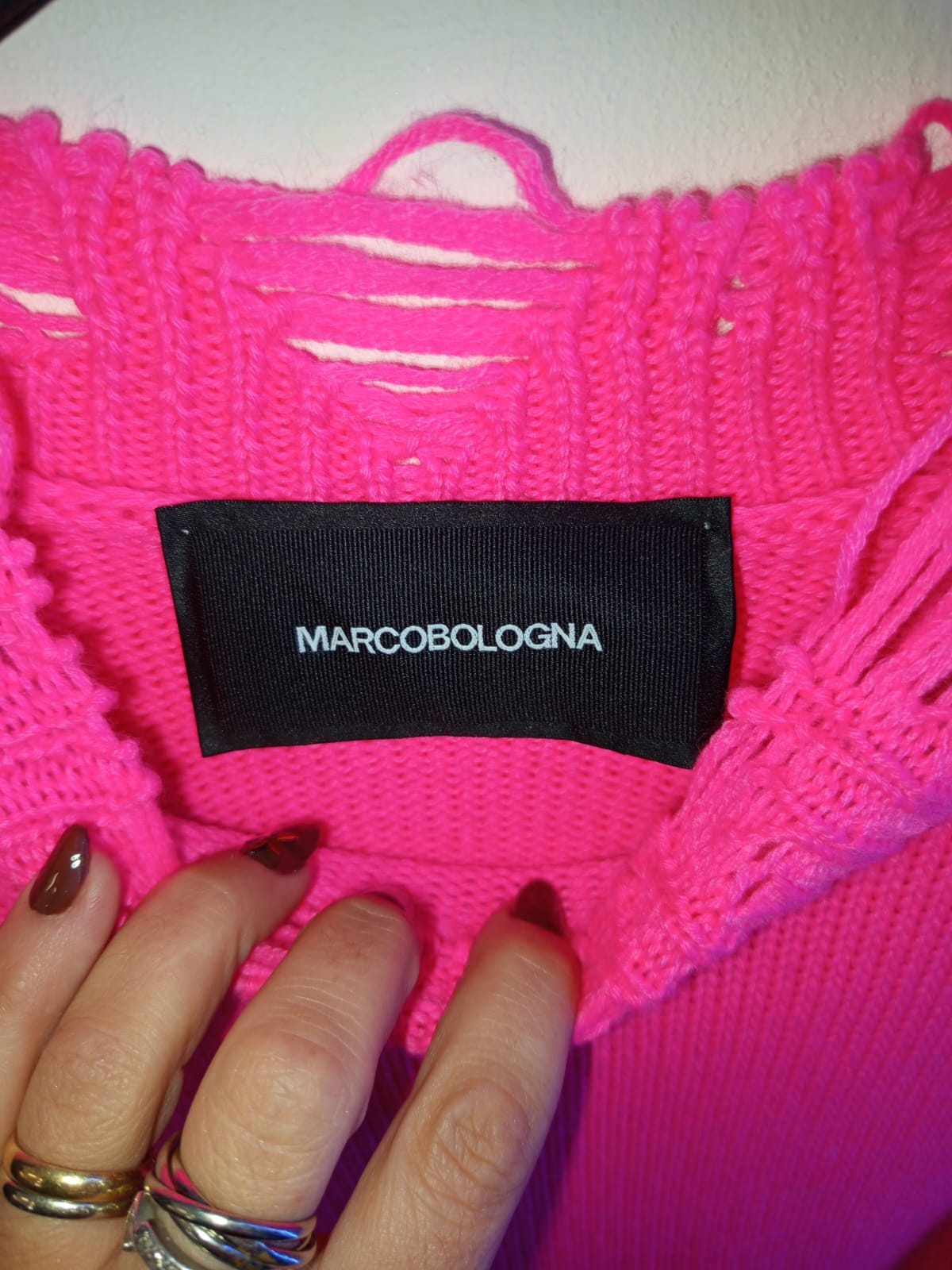 Maglione lungo fucsia Marco Bologna - immagine 2