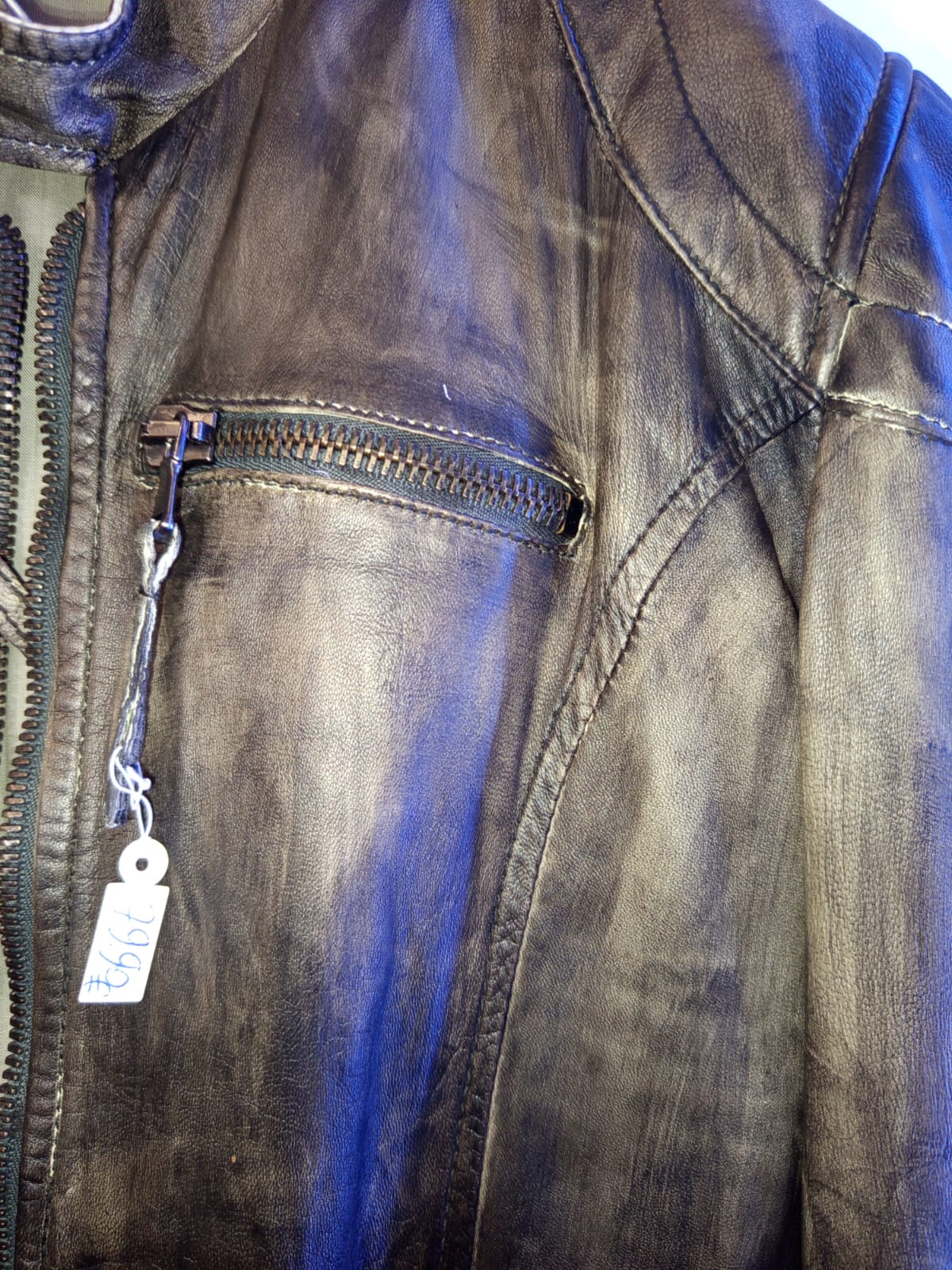 Giubbotto in pelle sfumato - immagine 3